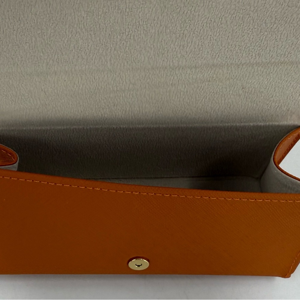 Tory Burch Glasses Sunglasses Semi Rigid Orange Faux Leather Case New NWOT - Picture 7 of 7